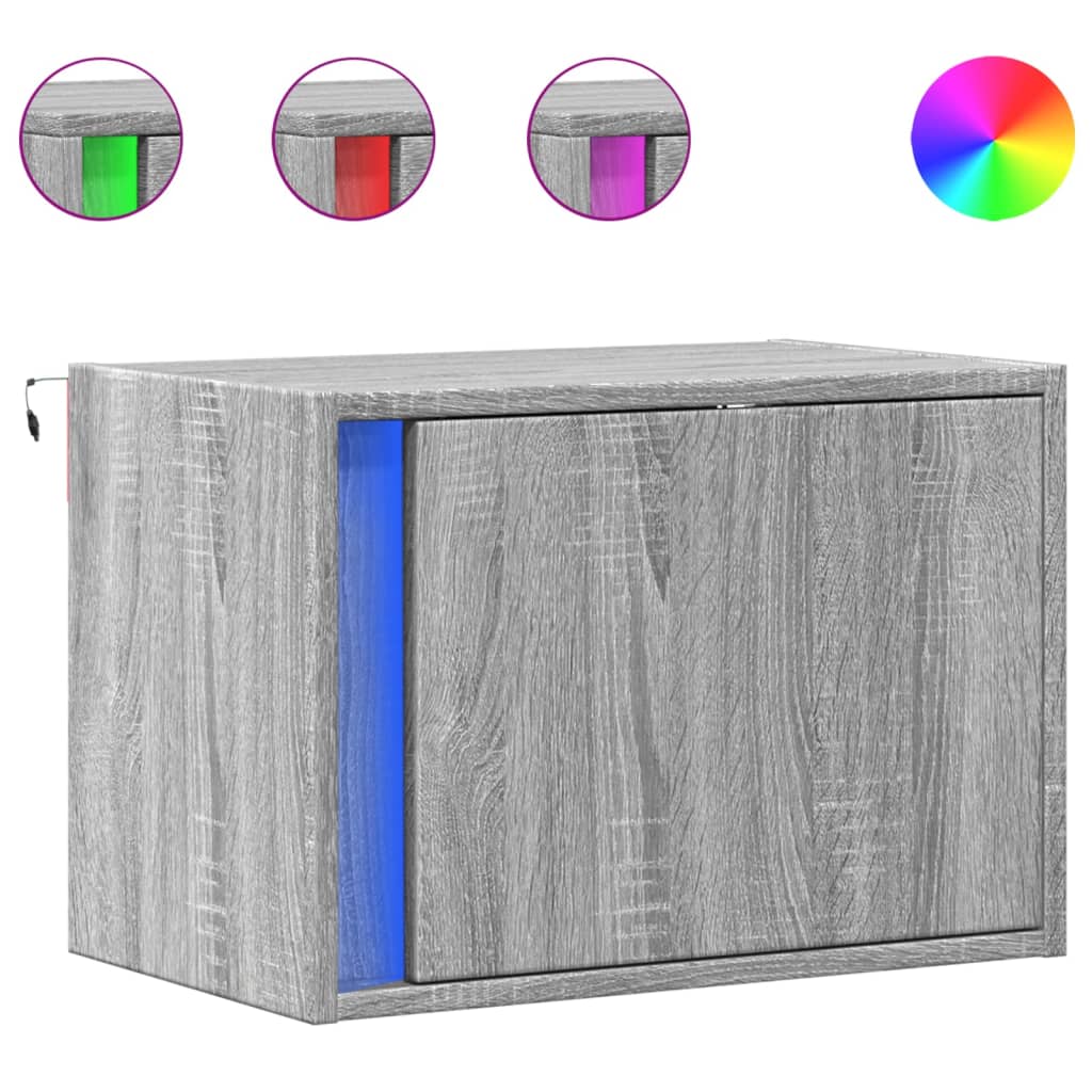 Tables de chevet murales avec lumières LED 2 pcs sonoma gris - XIOS