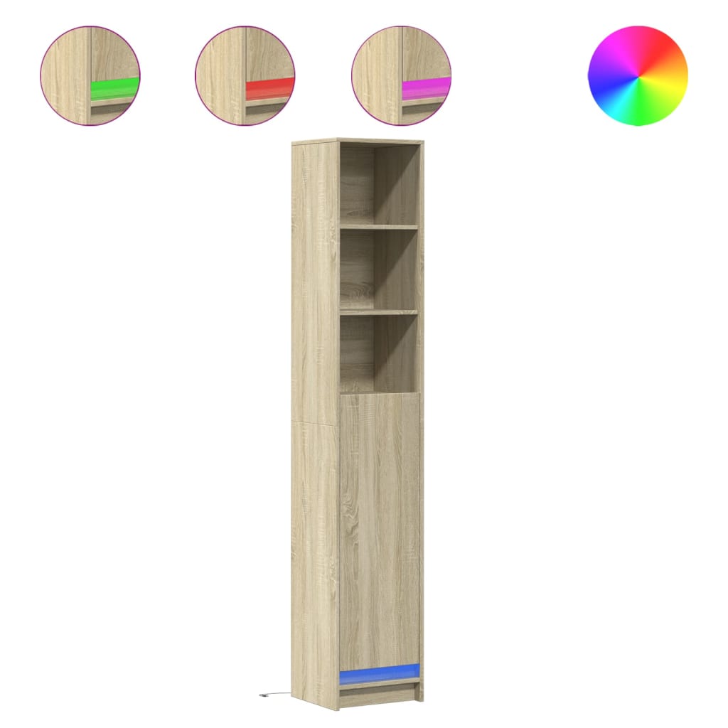 Buffet avec LED chêne sonoma 36x32,5x200 cm bois d'ingénierie - XIOS