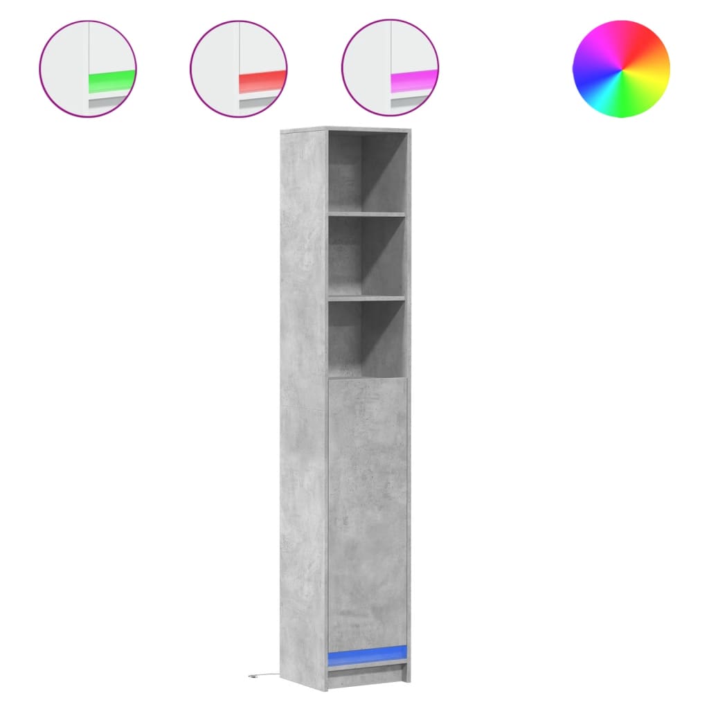 Buffet avec LED gris béton 36x32,5x200 cm bois d'ingénierie - XIOS