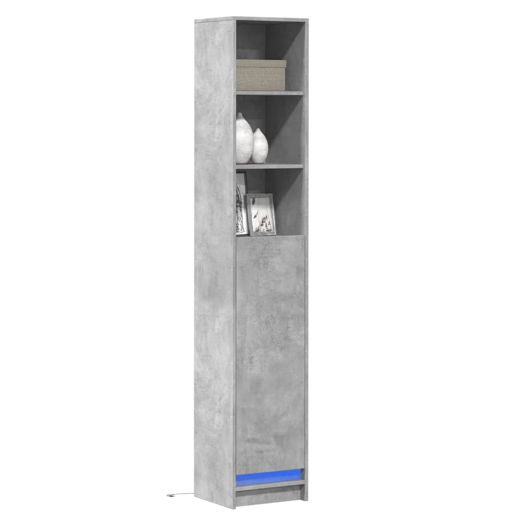 Buffet avec LED gris béton 36x32,5x200 cm bois d'ingénierie - XIOS