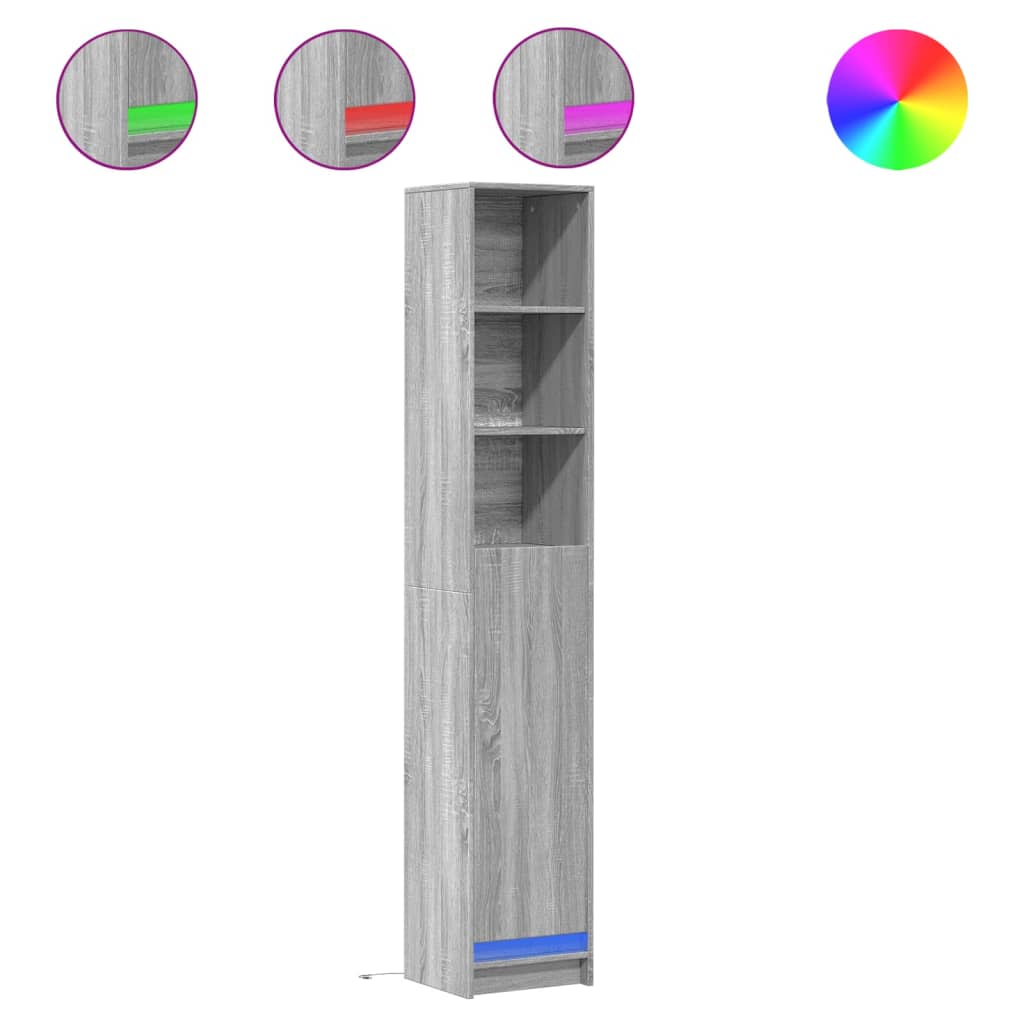 Buffet avec LED sonoma gris 36x32,5x200 cm bois d'ingénierie - XIOS