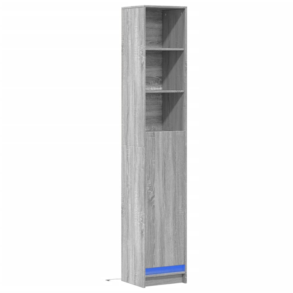 Buffet avec LED sonoma gris 36x32,5x200 cm bois d'ingénierie - XIOS