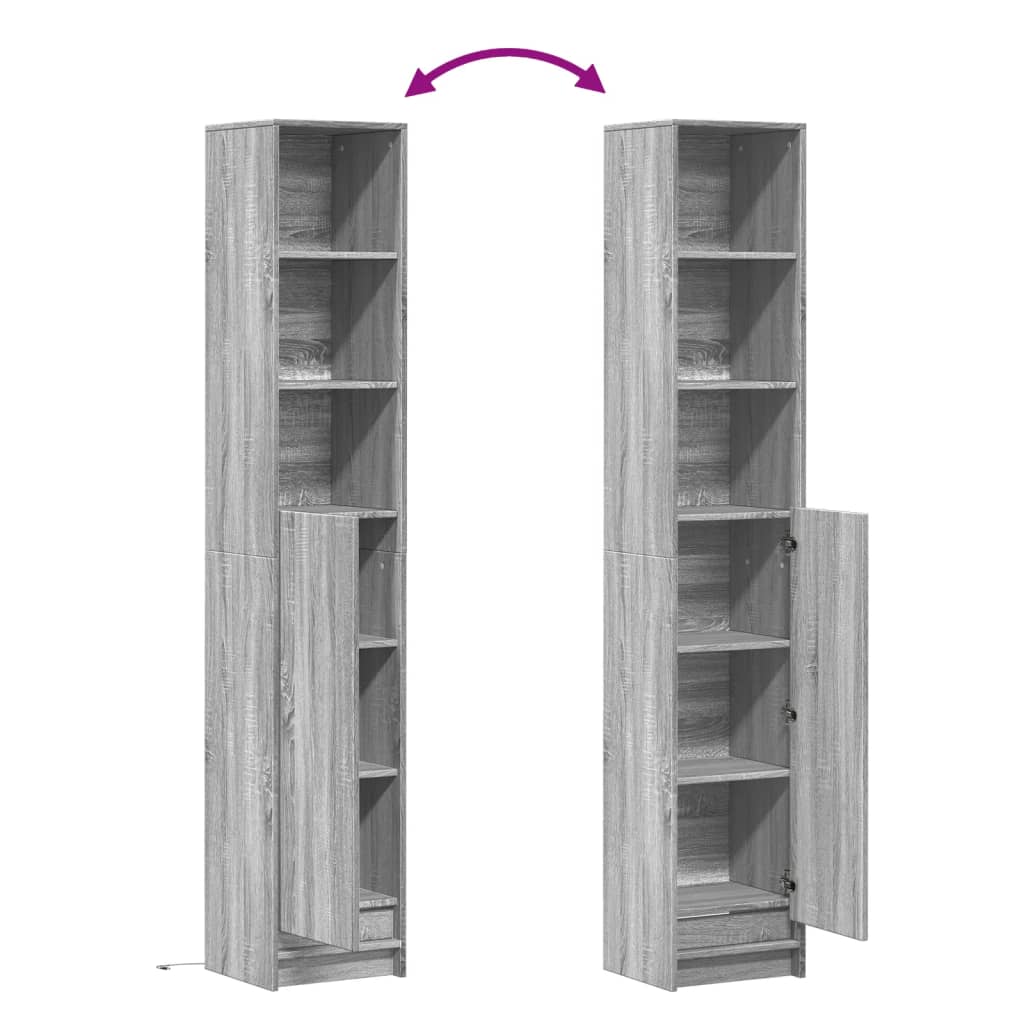 Buffet avec LED sonoma gris 36x32,5x200 cm bois d'ingénierie - XIOS