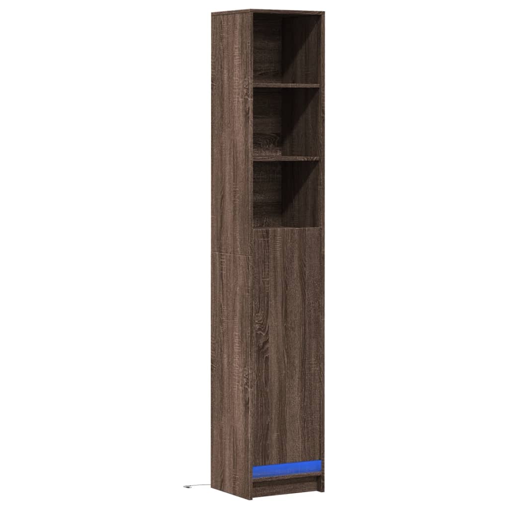 Buffet avec LED chêne marron 36x32,5x200 cm bois d'ingénierie - XIOS