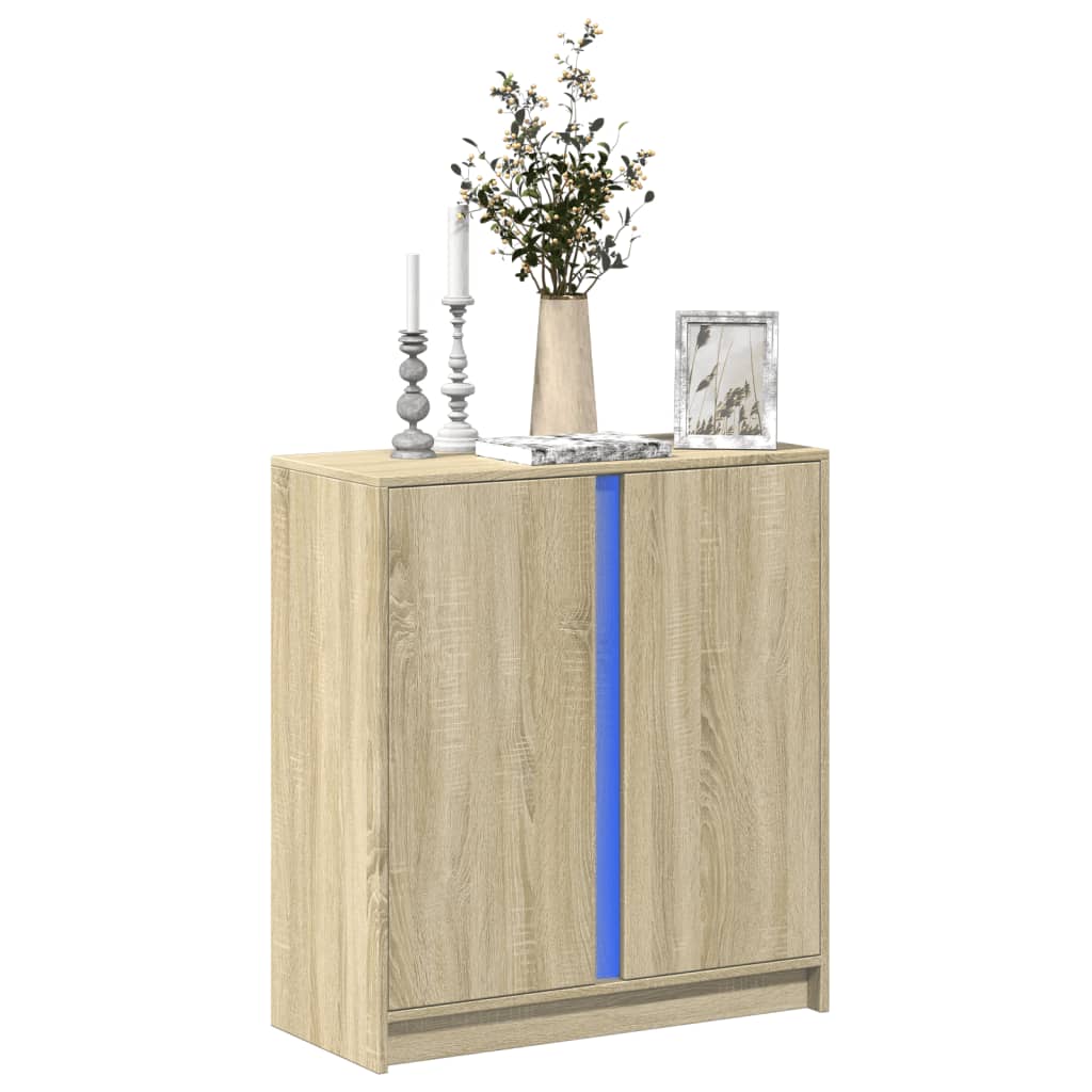 Buffet avec LED chêne sonoma 77x34x85 cm bois d'ingénierie - XIOS