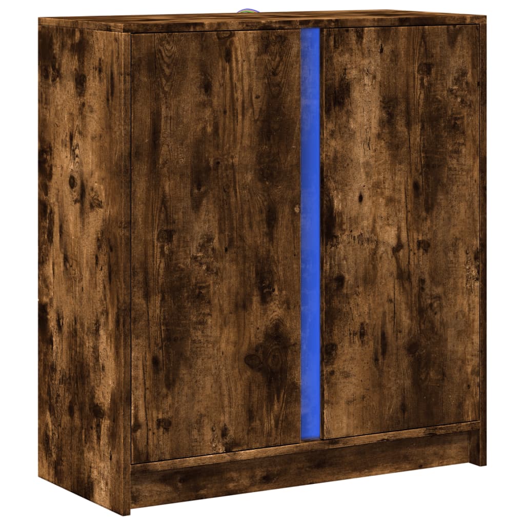 Buffet avec LED chêne fumé 77x34x85 cm bois d'ingénierie - XIOS