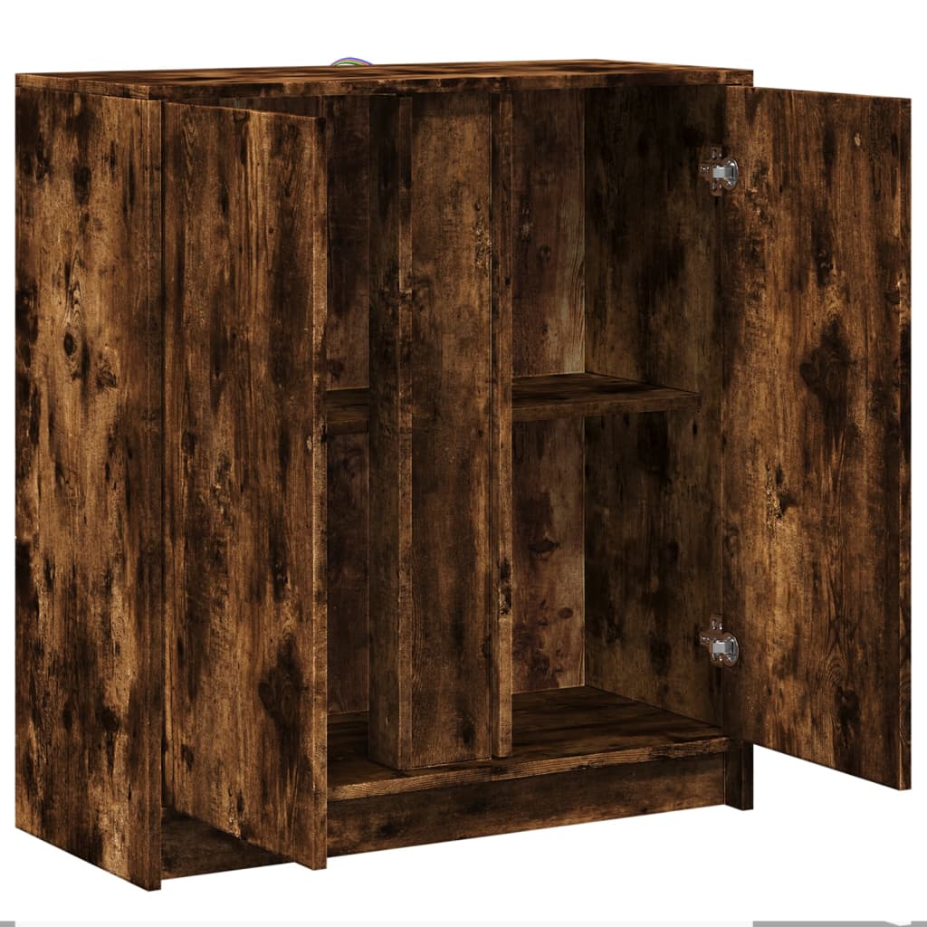 Buffet avec LED chêne fumé 77x34x85 cm bois d'ingénierie - XIOS