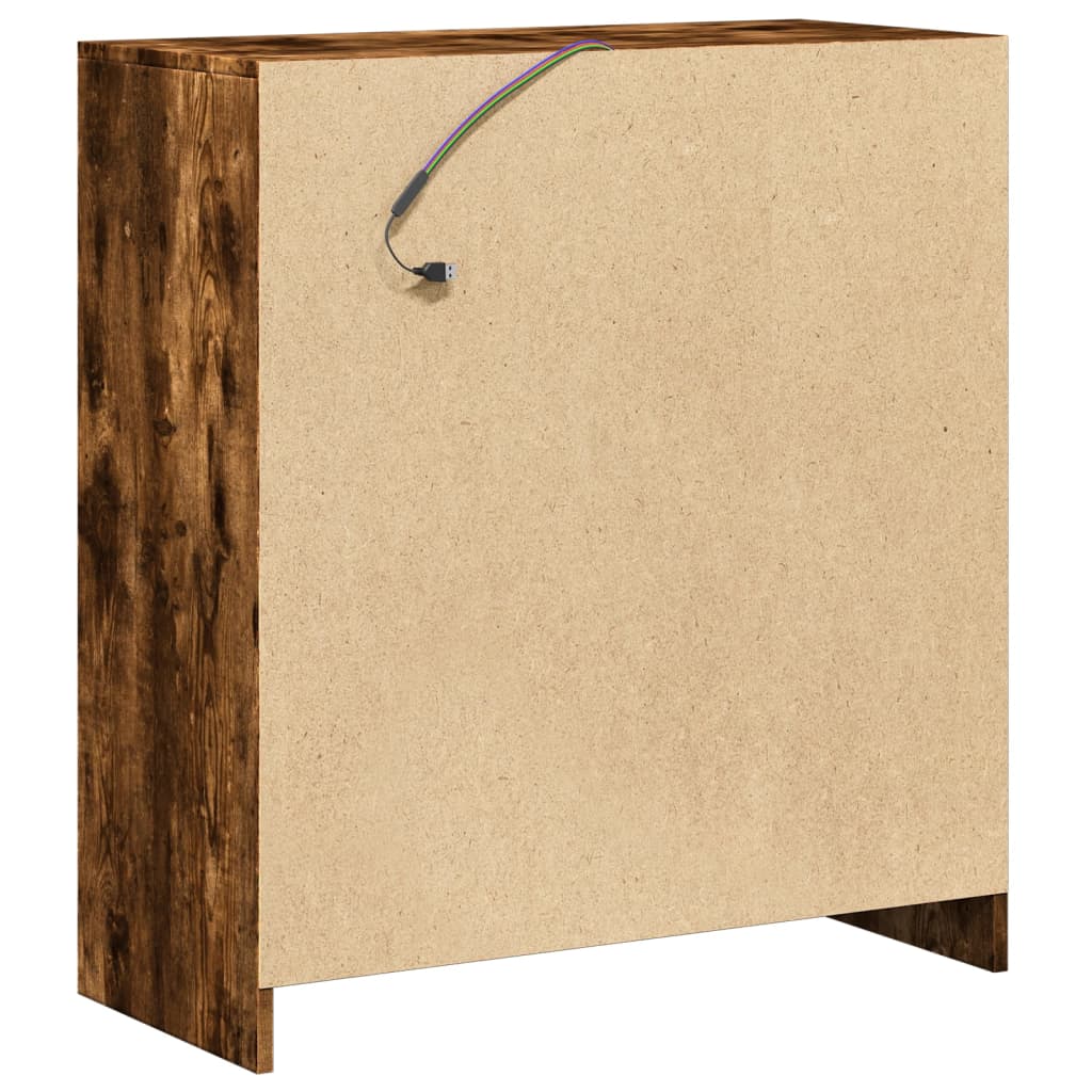 Buffet avec LED chêne fumé 77x34x85 cm bois d'ingénierie - XIOS