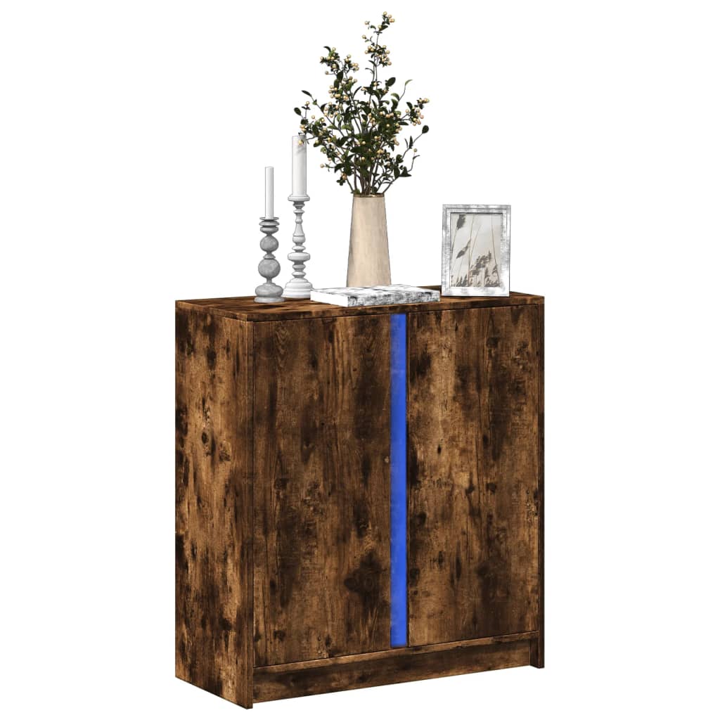 Buffet avec LED chêne fumé 77x34x85 cm bois d'ingénierie - XIOS