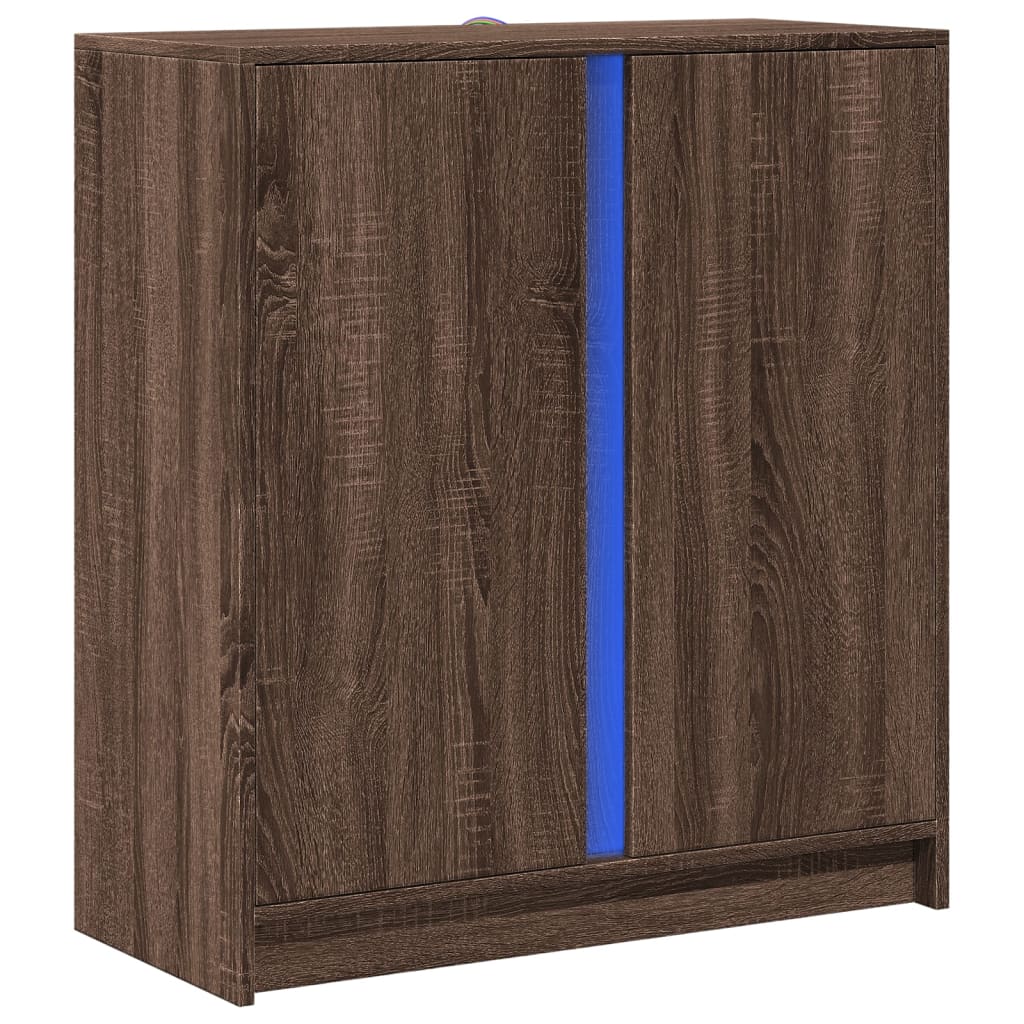 Buffet avec LED chêne marron 77x34x85 cm bois d'ingénierie - XIOS
