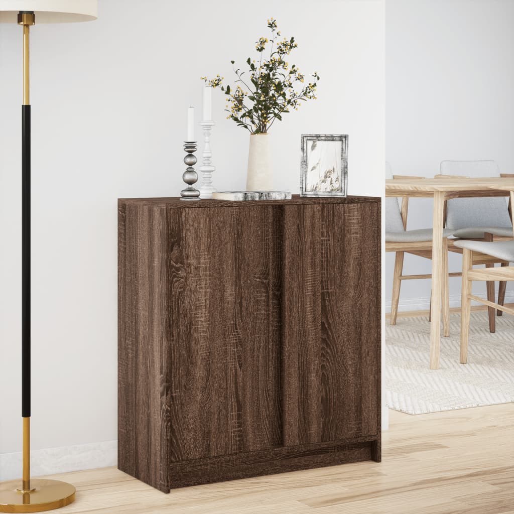 Buffet avec LED chêne marron 77x34x85 cm bois d'ingénierie - XIOS