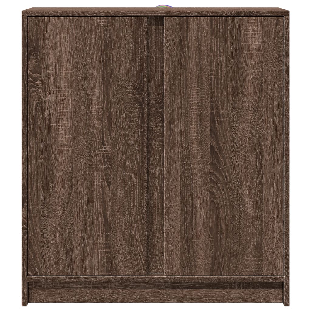 Buffet avec LED chêne marron 77x34x85 cm bois d'ingénierie - XIOS