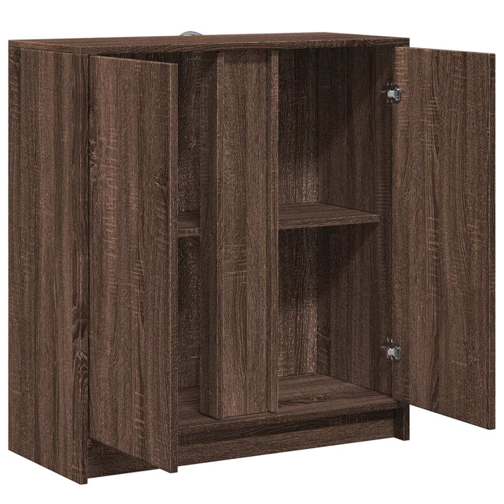 Buffet avec LED chêne marron 77x34x85 cm bois d'ingénierie - XIOS