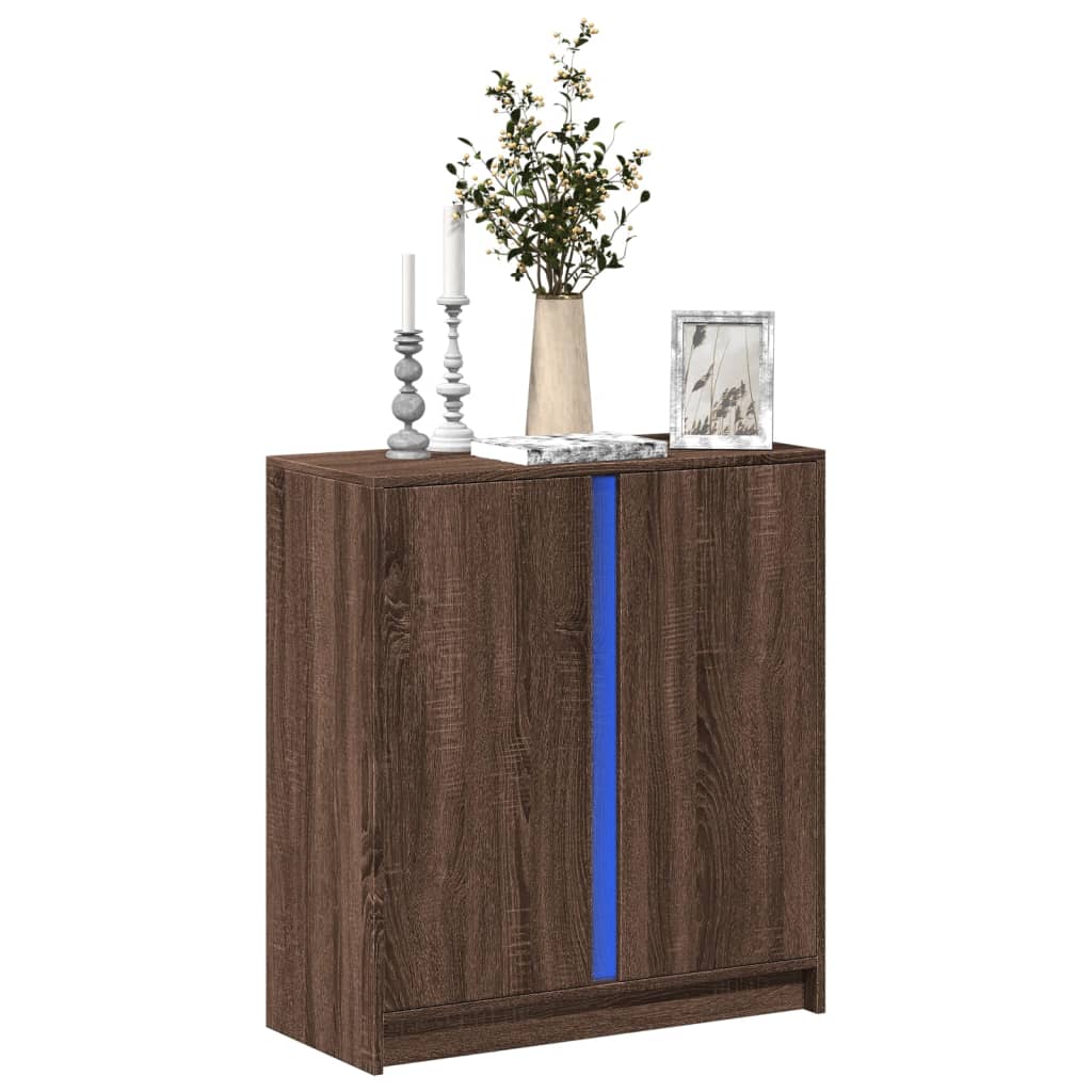 Buffet avec LED chêne marron 77x34x85 cm bois d'ingénierie - XIOS