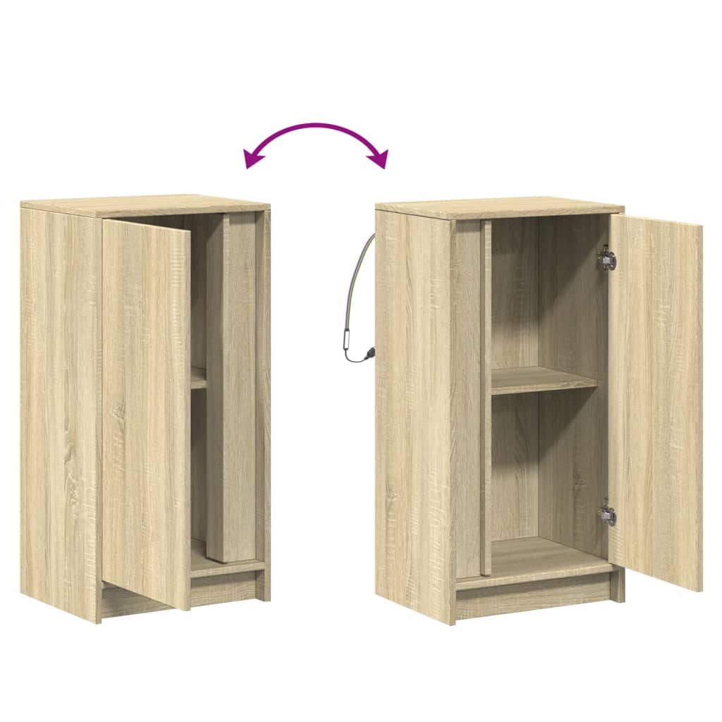 Buffet avec LED chêne sonoma 42,5x34x85 cm bois d'ingénierie - XIOS
