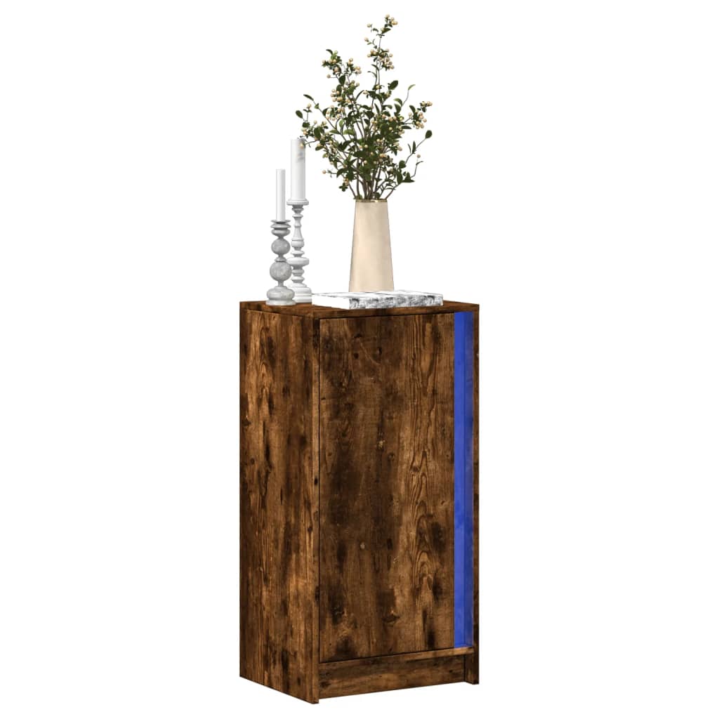 Buffet avec LED chêne fumé 42,5x34x85 cm bois d'ingénierie - XIOS