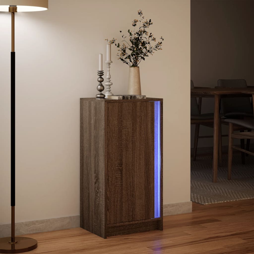 Buffet avec LED chêne marron 42,5x34x85 cm bois d'ingénierie - XIOS