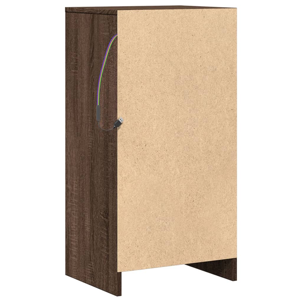 Buffet avec LED chêne marron 42,5x34x85 cm bois d'ingénierie - XIOS
