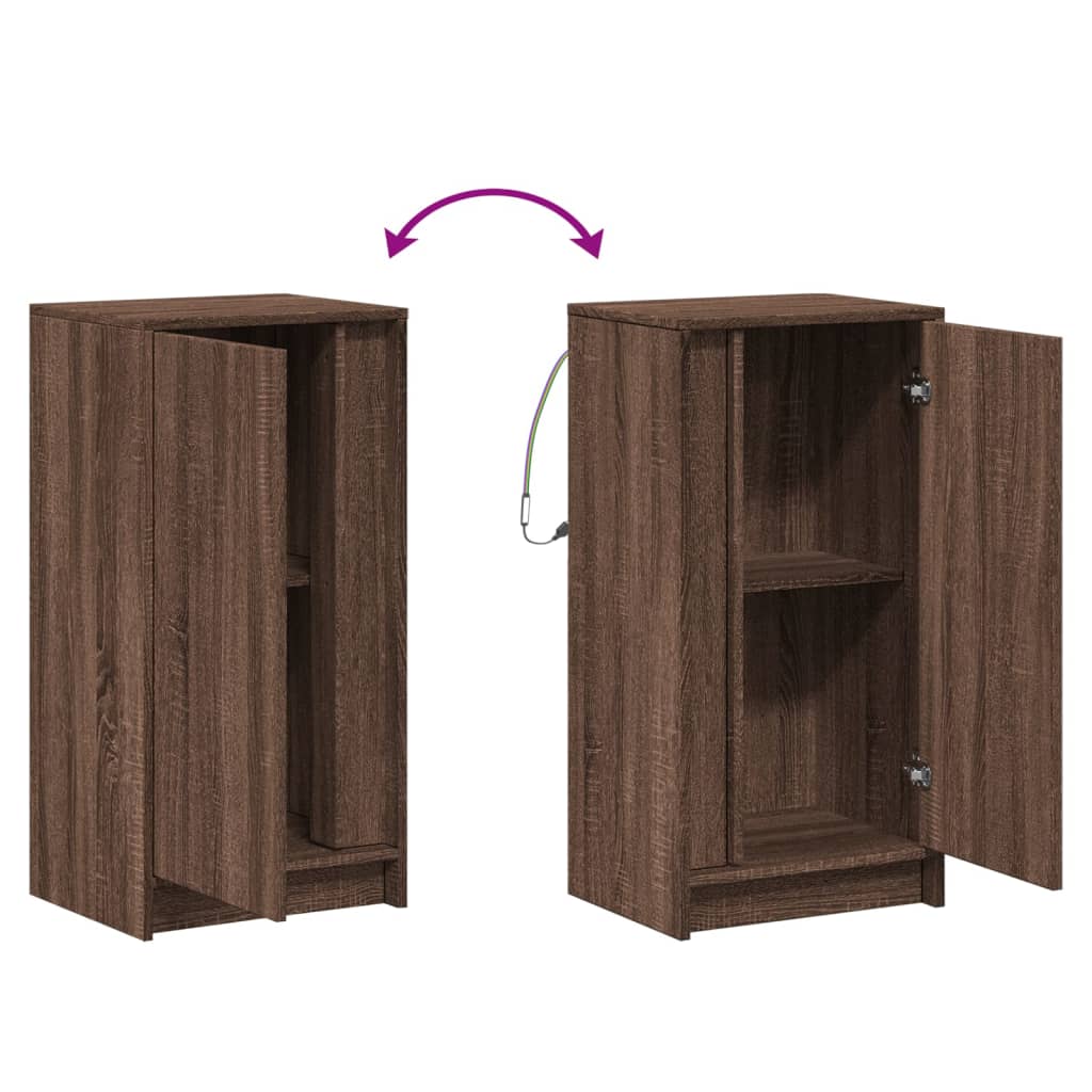 Buffet avec LED chêne marron 42,5x34x85 cm bois d'ingénierie - XIOS