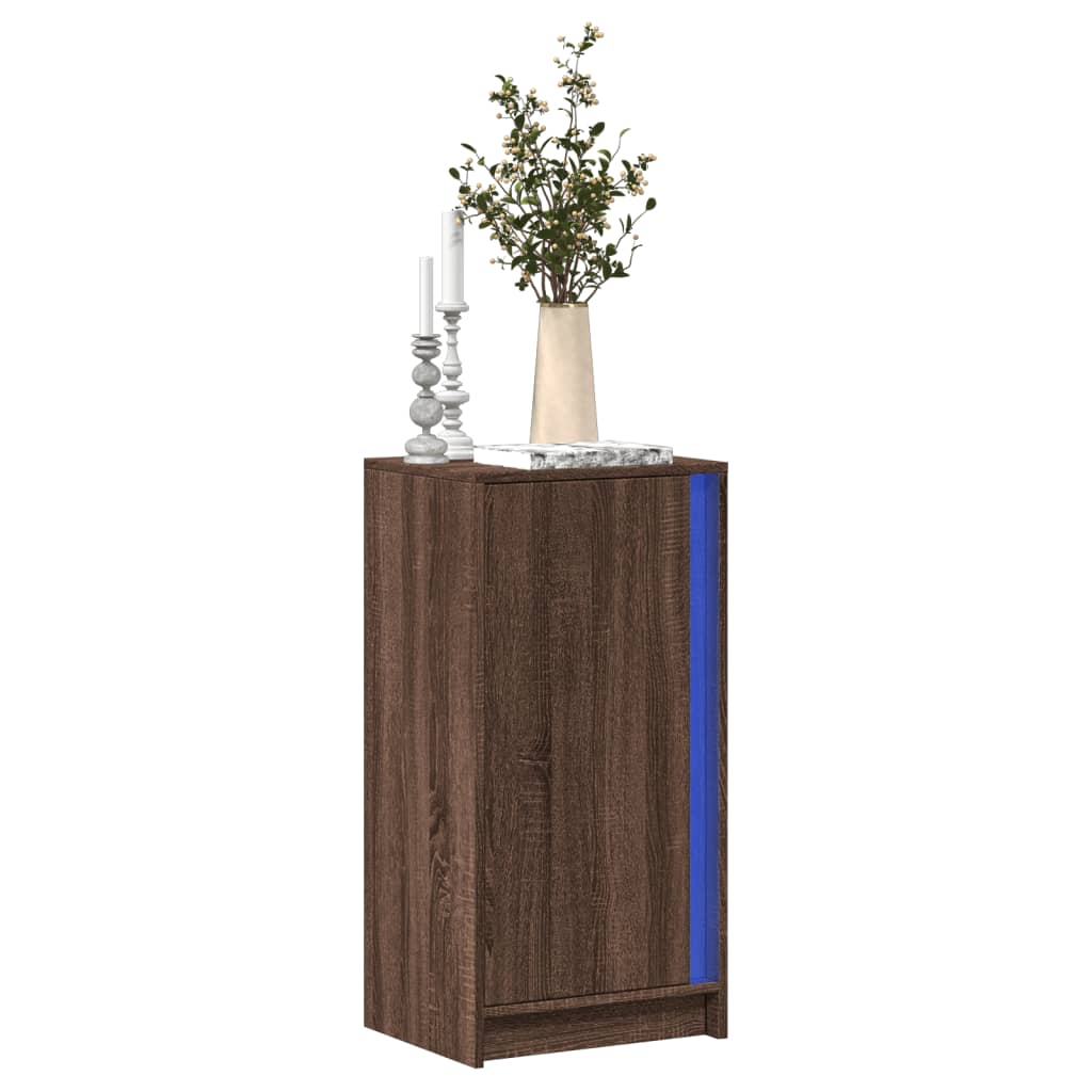 Buffet avec LED chêne marron 42,5x34x85 cm bois d'ingénierie - XIOS
