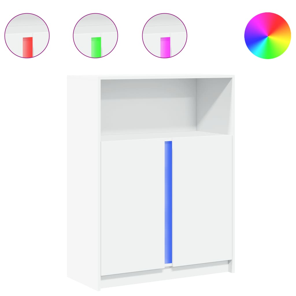 Buffet avec LED blanc 77x34x100 cm bois d'ingénierie - XIOS