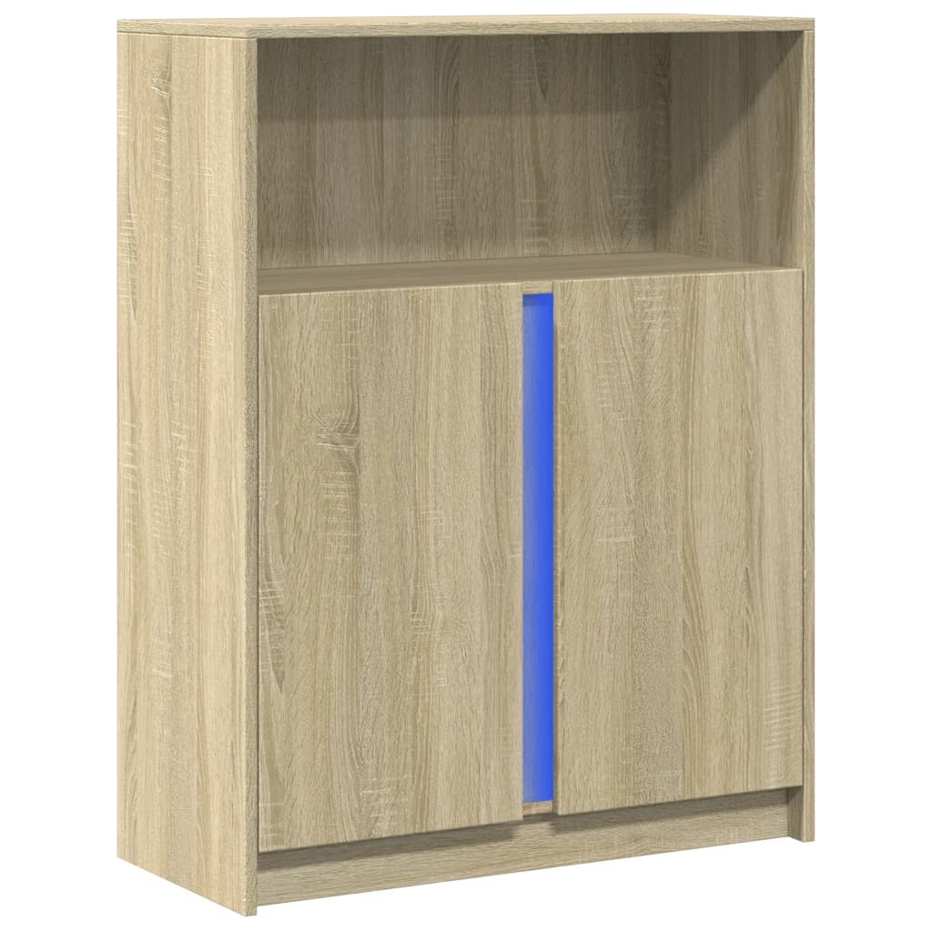 Buffet avec LED chêne sonoma 77x34x100 cm bois d'ingénierie - XIOS