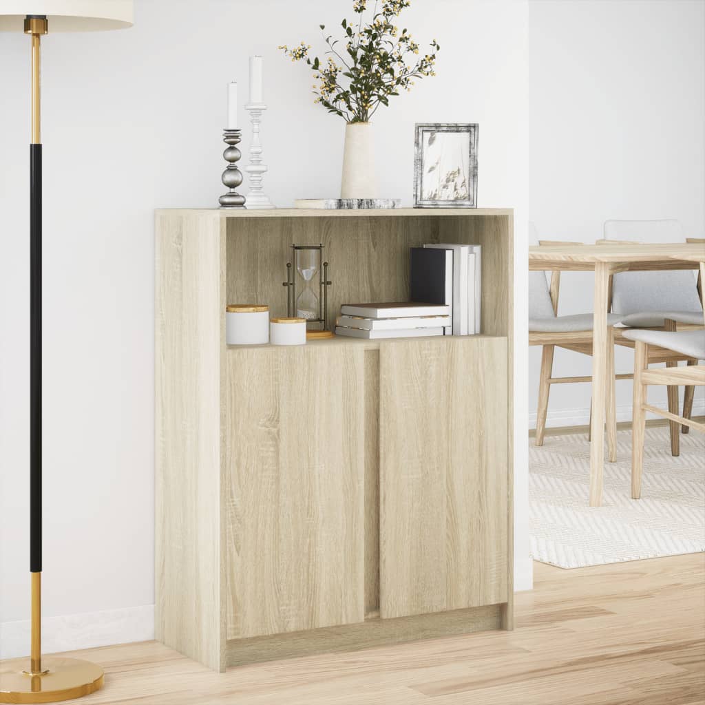 Buffet avec LED chêne sonoma 77x34x100 cm bois d'ingénierie - XIOS
