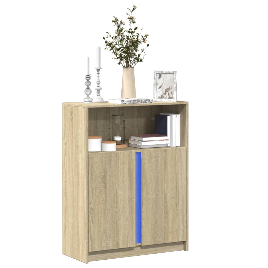 Buffet avec LED chêne sonoma 77x34x100 cm bois d'ingénierie - XIOS