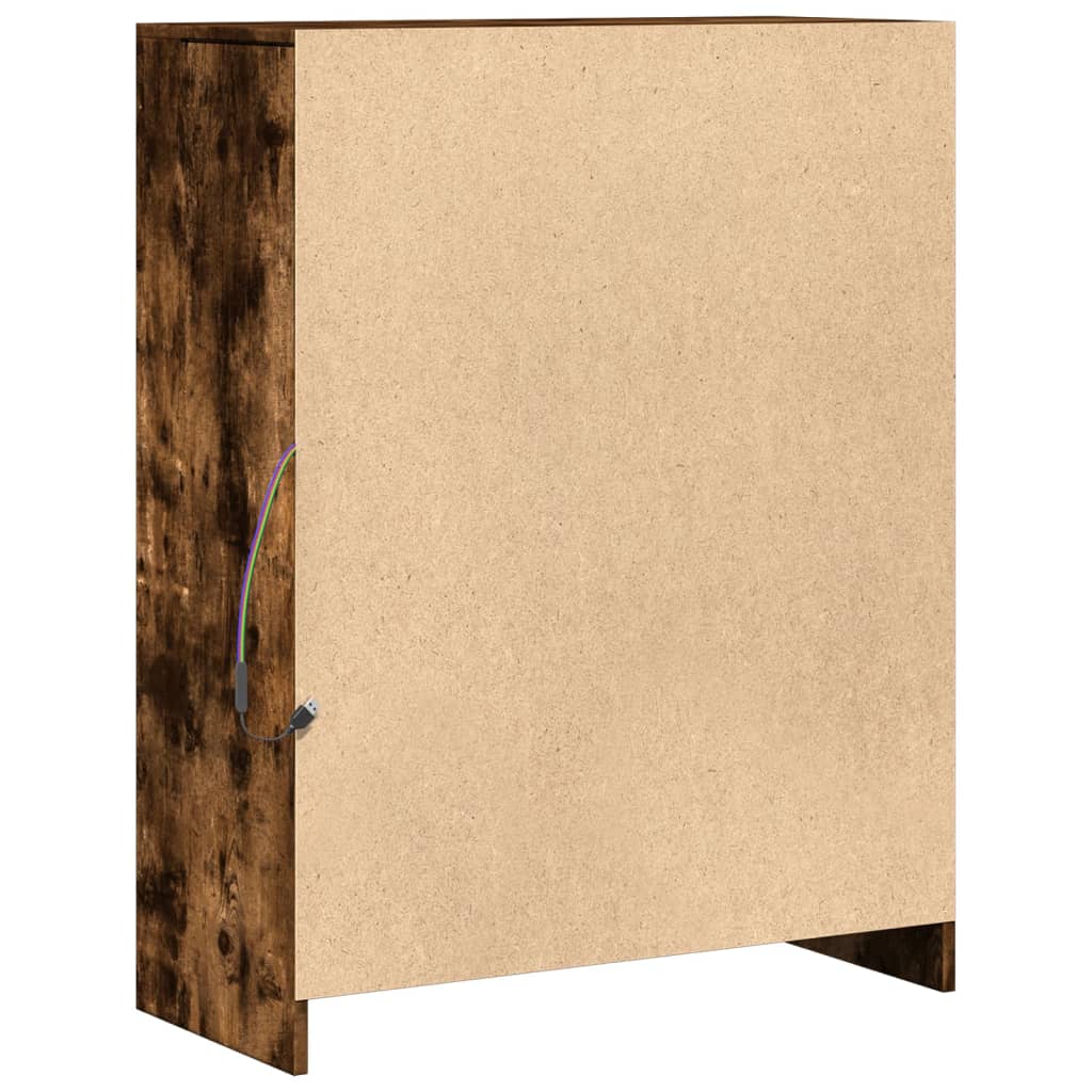 Buffet avec LED chêne fumé 77x34x100 cm bois d'ingénierie - XIOS