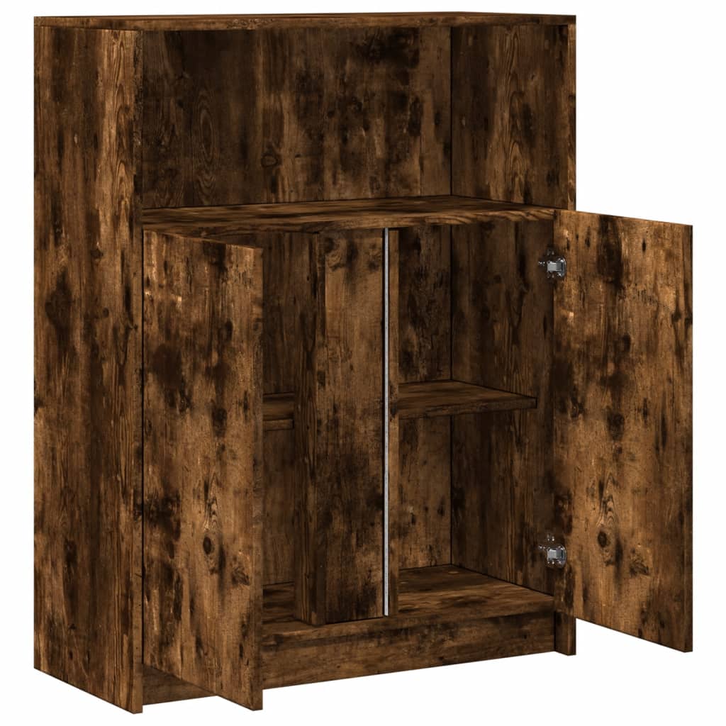 Buffet avec LED chêne fumé 77x34x100 cm bois d'ingénierie - XIOS