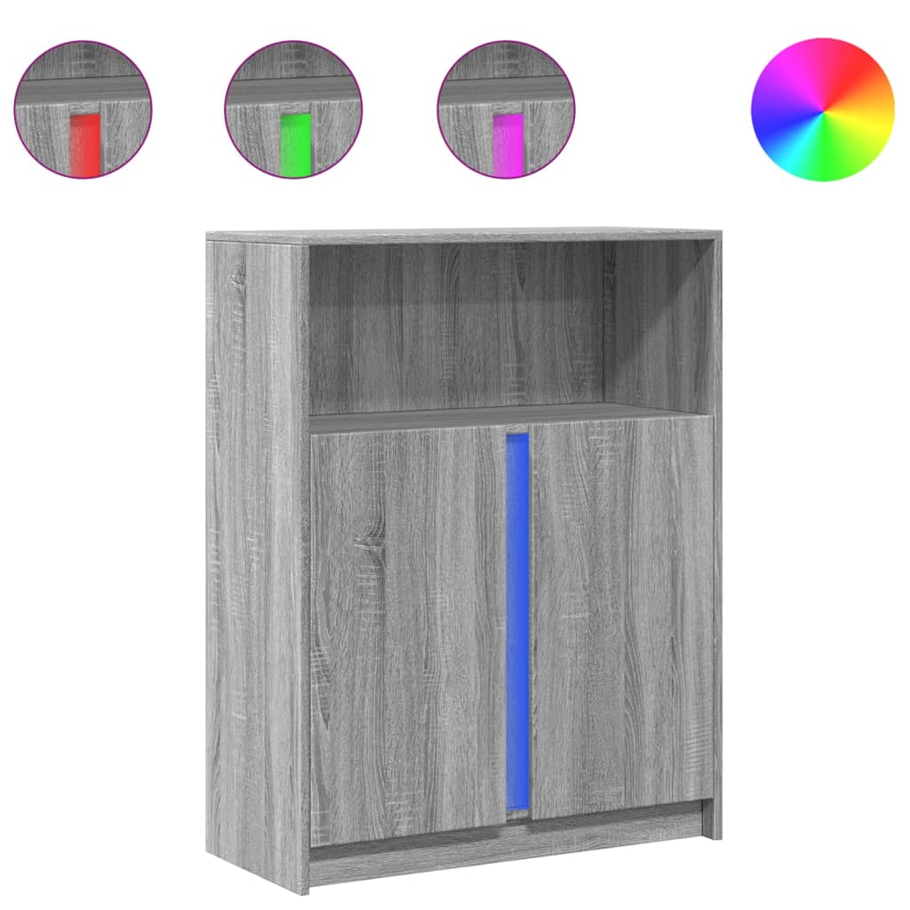 Buffet avec LED sonoma gris 77x34x100 cm bois d'ingénierie - XIOS