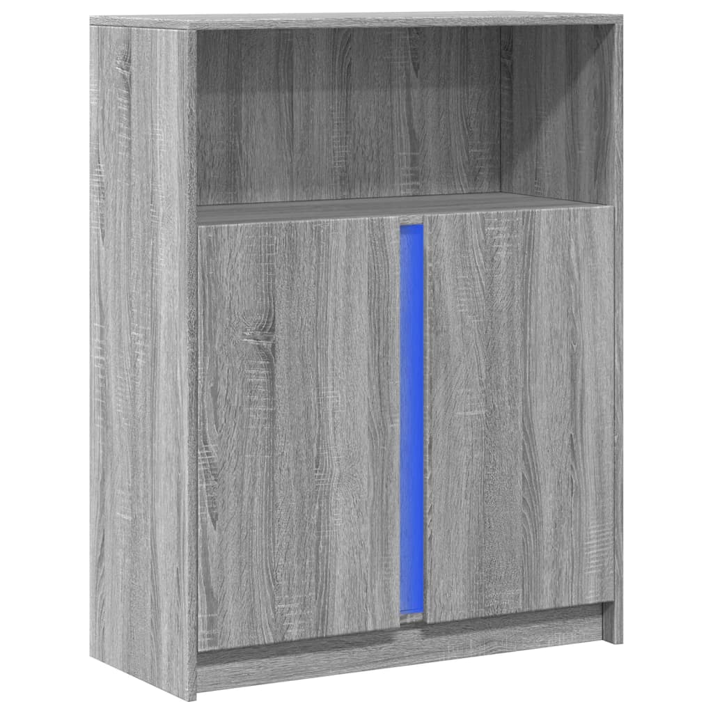 Buffet avec LED sonoma gris 77x34x100 cm bois d'ingénierie - XIOS