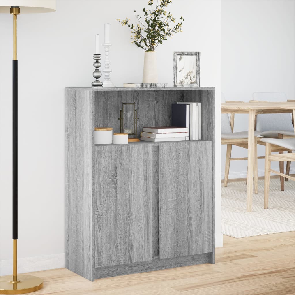Buffet avec LED sonoma gris 77x34x100 cm bois d'ingénierie - XIOS