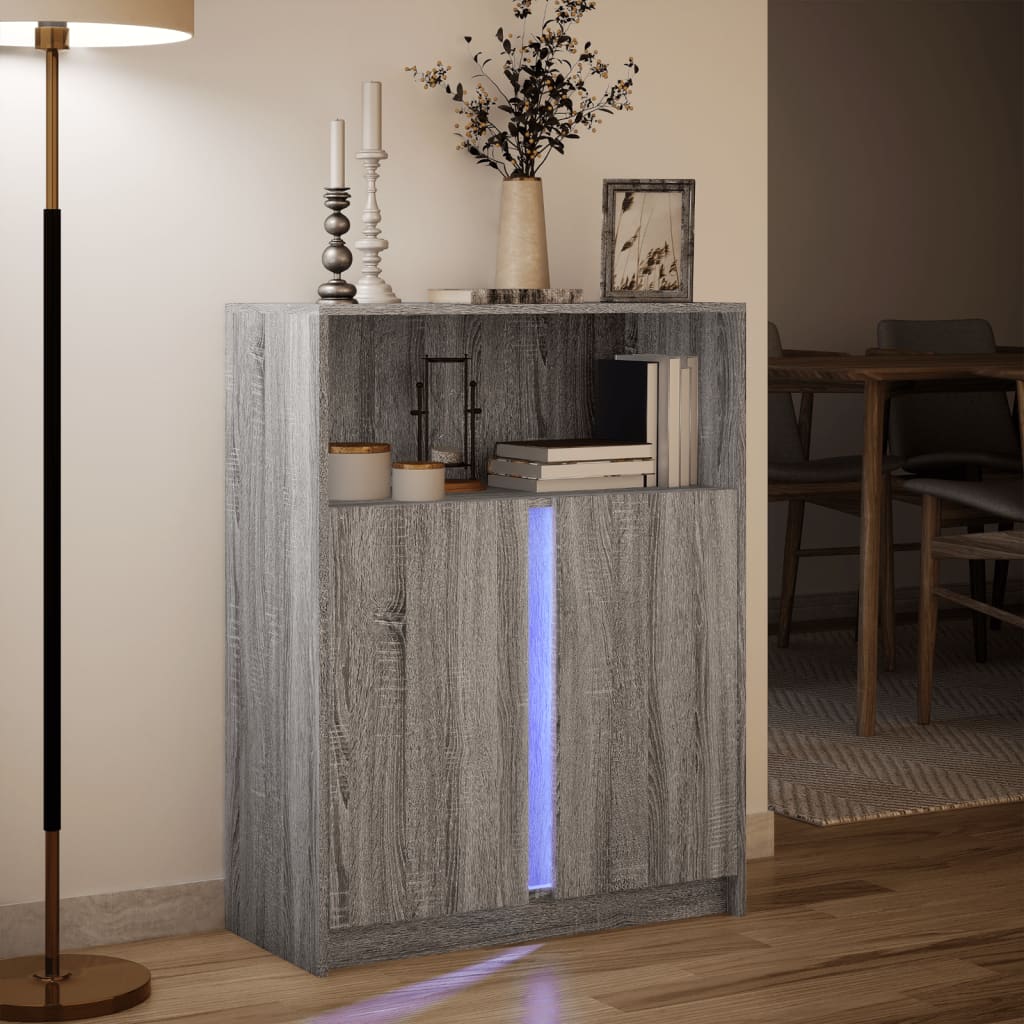 Buffet avec LED sonoma gris 77x34x100 cm bois d'ingénierie - XIOS