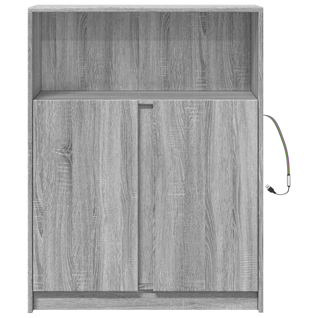 Buffet avec LED sonoma gris 77x34x100 cm bois d'ingénierie - XIOS