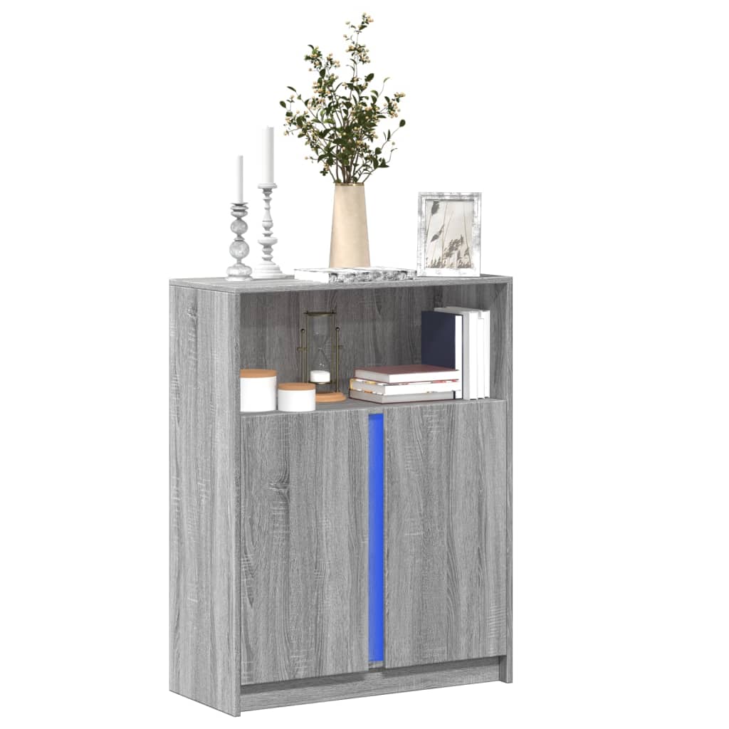 Buffet avec LED sonoma gris 77x34x100 cm bois d'ingénierie - XIOS