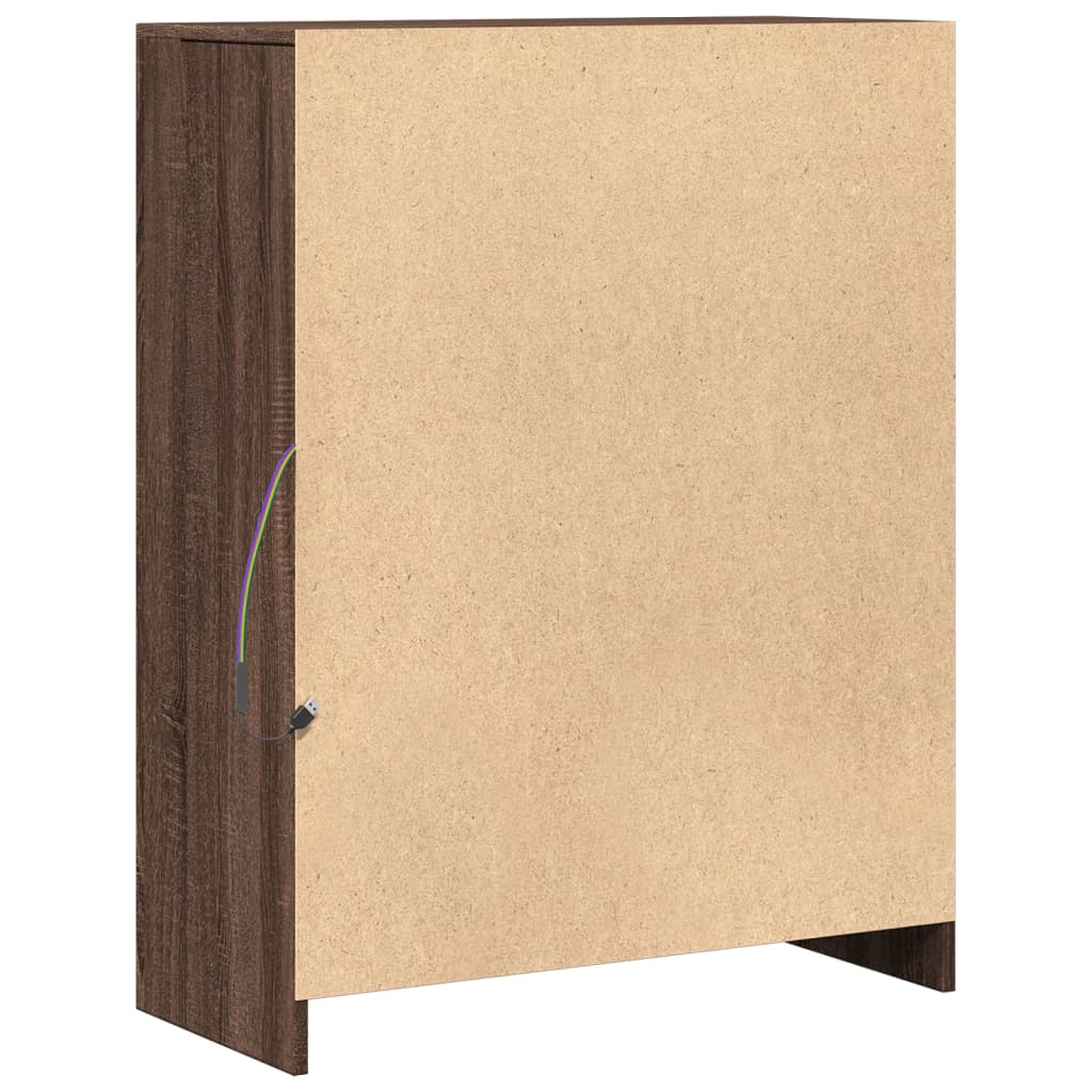 Buffet avec LED chêne marron 77x34x100 cm bois d'ingénierie - XIOS