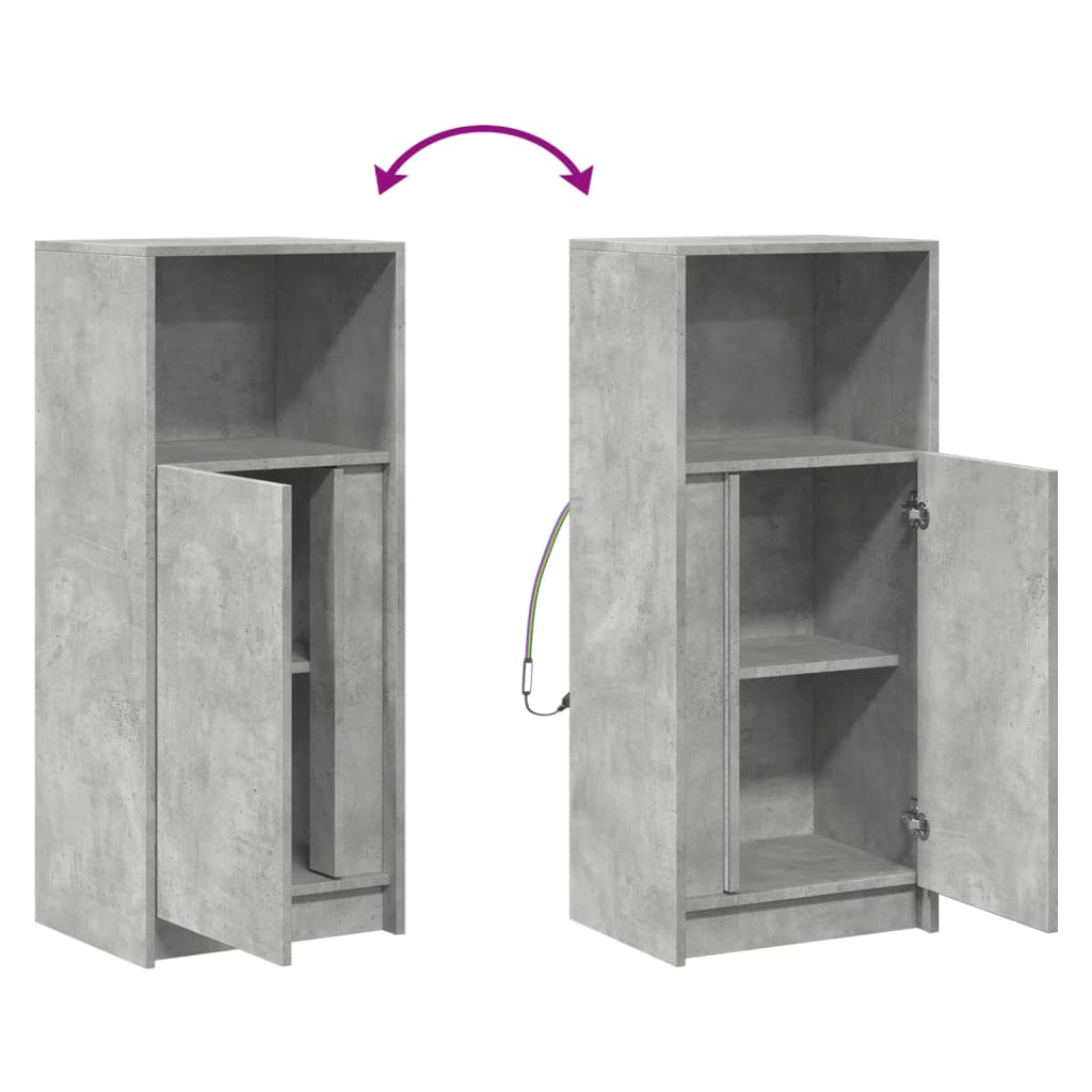 Buffet avec LED gris béton 42,5x34x100 cm bois d'ingénierie - XIOS