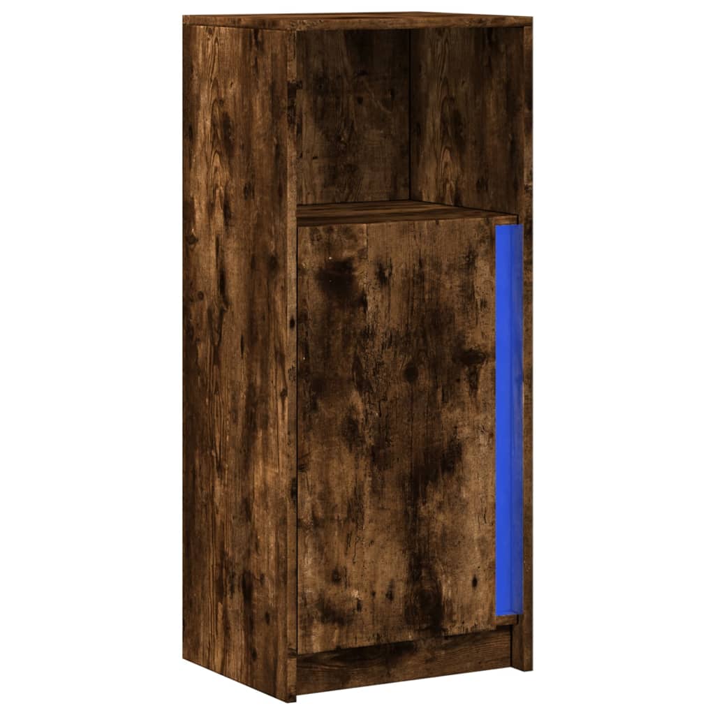 Buffet avec LED chêne fumé 42,5x34x100 cm bois d'ingénierie - XIOS
