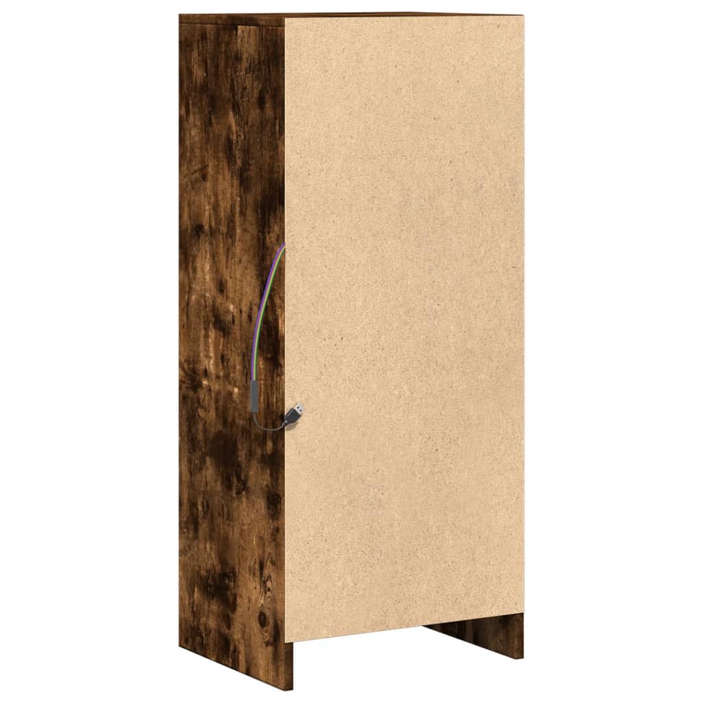 Buffet avec LED chêne fumé 42,5x34x100 cm bois d'ingénierie - XIOS