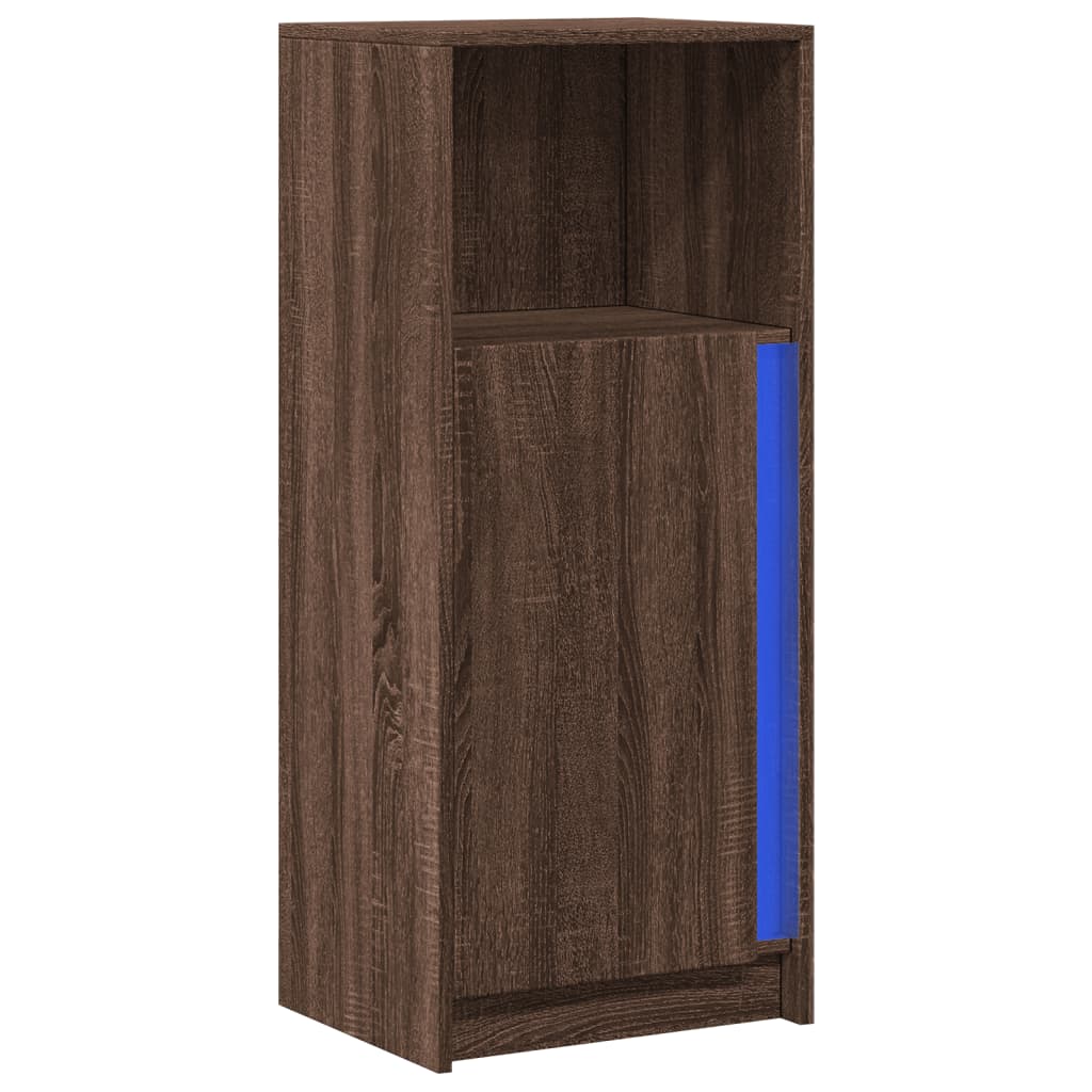 Buffet avec LED chêne marron 42,5x34x100 cm bois d'ingénierie - XIOS