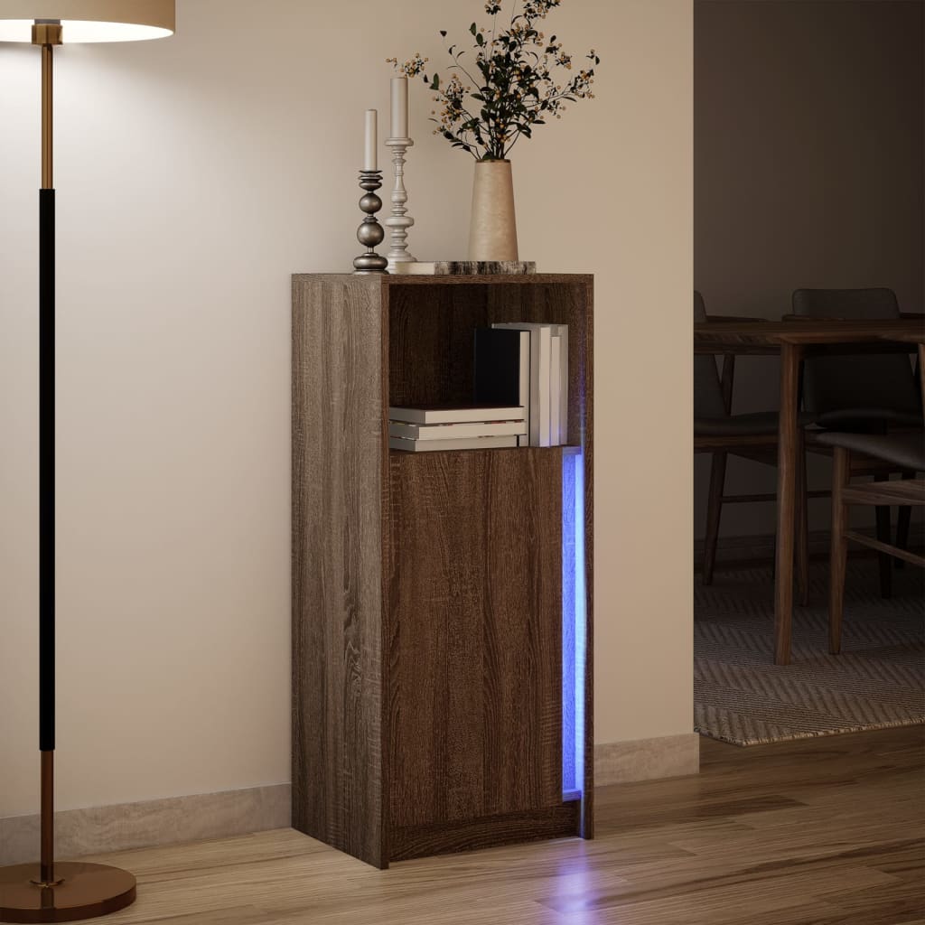 Buffet avec LED chêne marron 42,5x34x100 cm bois d'ingénierie - XIOS