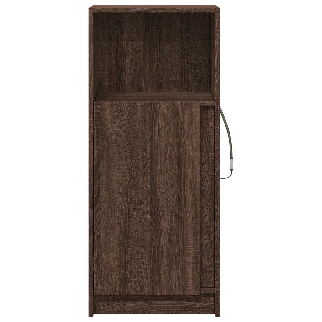 Buffet avec LED chêne marron 42,5x34x100 cm bois d'ingénierie - XIOS