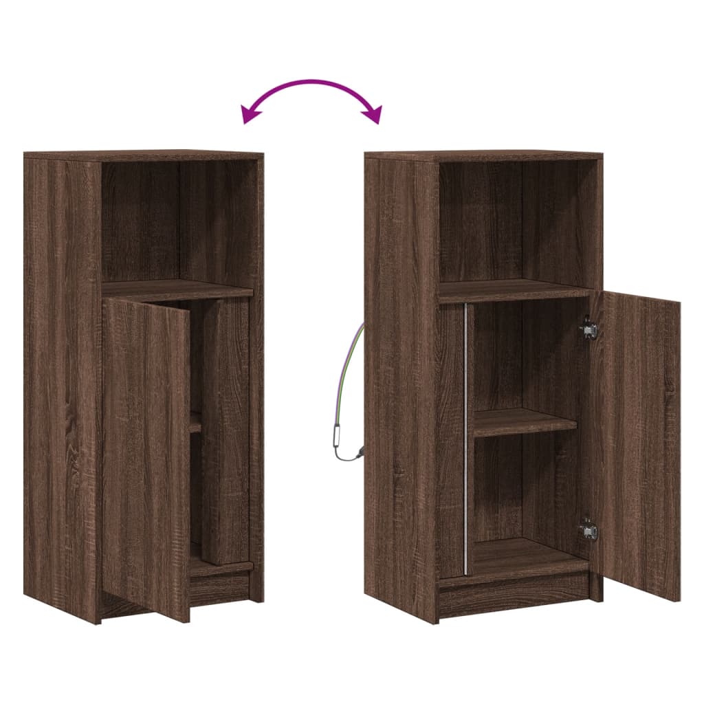 Buffet avec LED chêne marron 42,5x34x100 cm bois d'ingénierie - XIOS