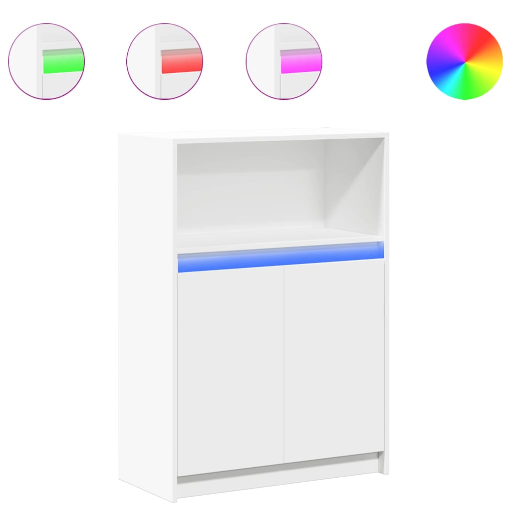 Buffet avec LED blanc 72x34x100 cm bois d'ingénierie - XIOS