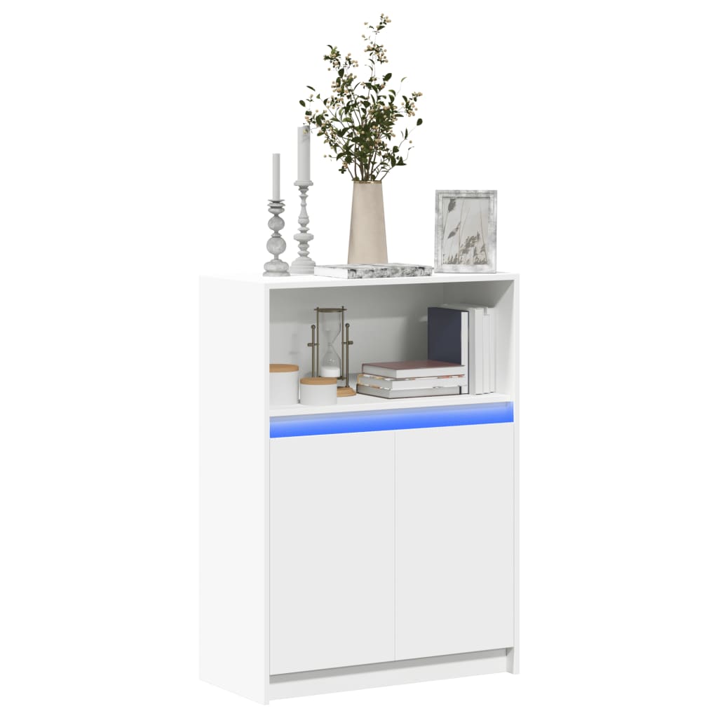 Buffet avec LED blanc 72x34x100 cm bois d'ingénierie - XIOS