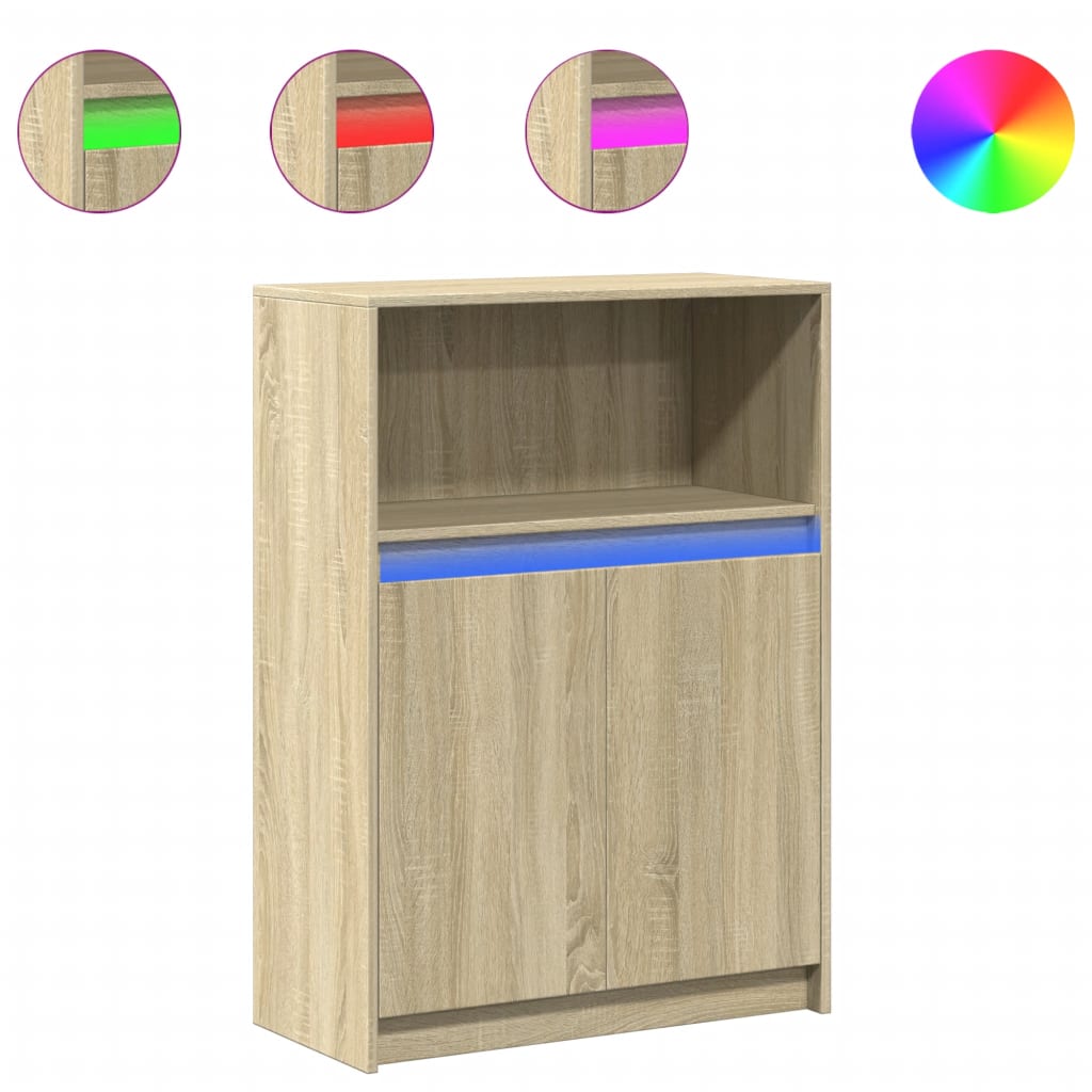 Buffet avec LED chêne sonoma 72x34x100 cm bois d'ingénierie - XIOS