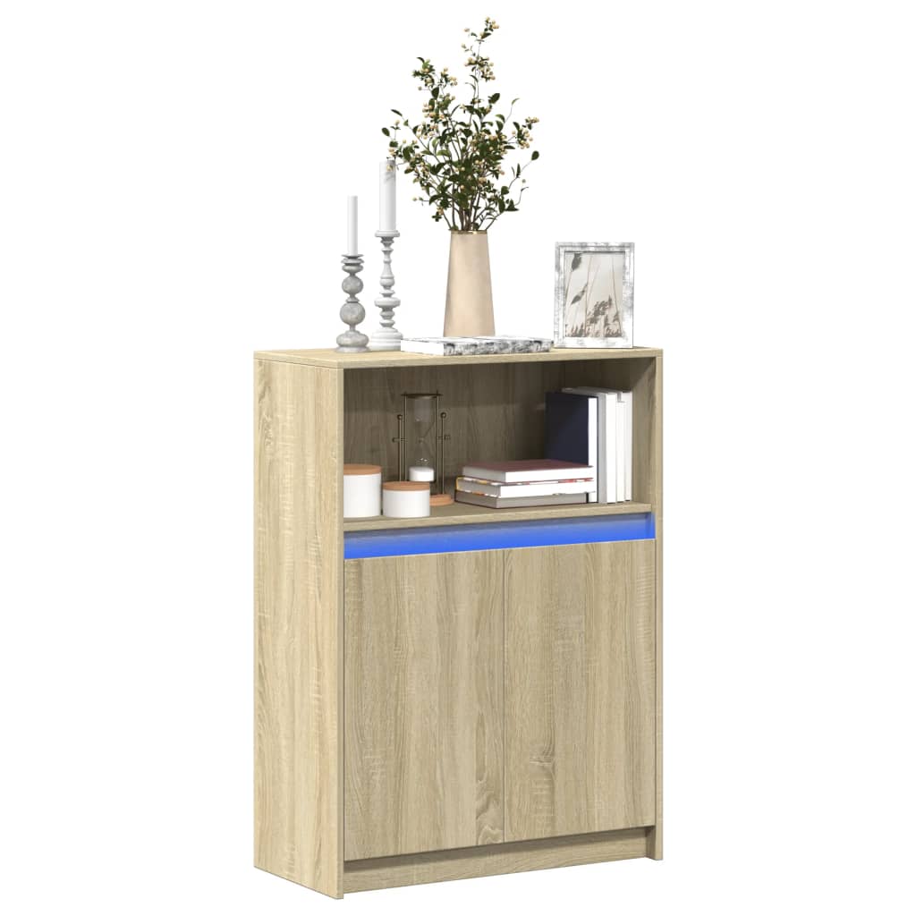 Buffet avec LED chêne sonoma 72x34x100 cm bois d'ingénierie - XIOS