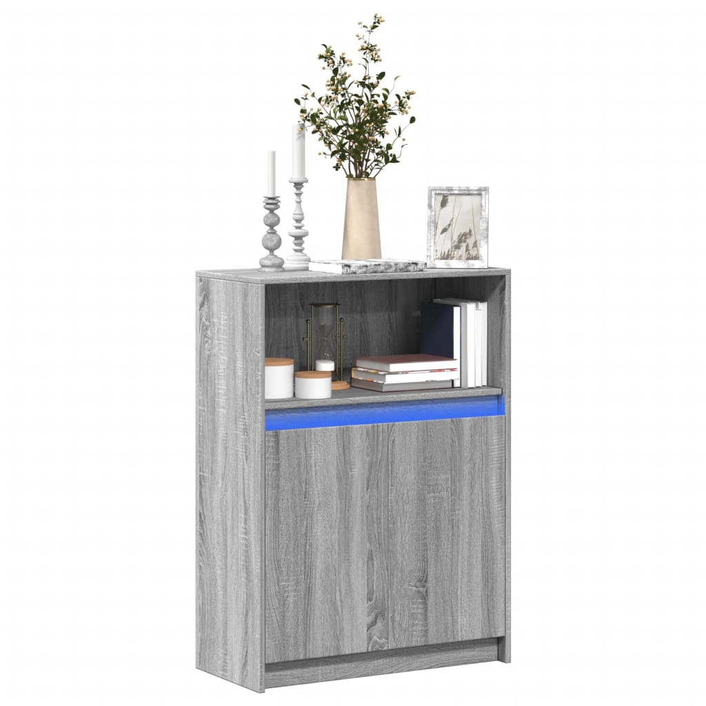 Buffet avec LED sonoma gris 72x34x100 cm bois d'ingénierie - XIOS