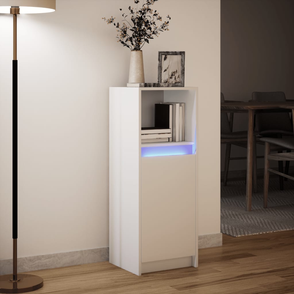 Buffet avec LED blanc 38x34x100 cm bois d'ingénierie - XIOS